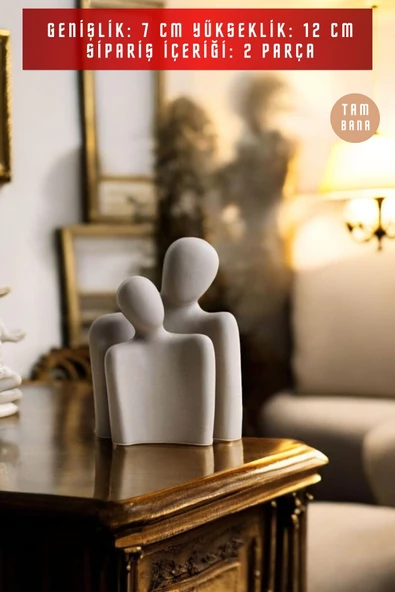 tambana 2’li Cappuccino Heykel Biblo Seti Dekoratif Süs Eşyası Dekoratif Masa Süsü Model 3 - Resim 3