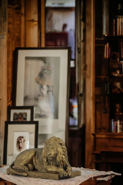 Rugad Biblo Dekoratif Heykel Aslan Biblosu Altın Eskitme Model 3 - Resim 3