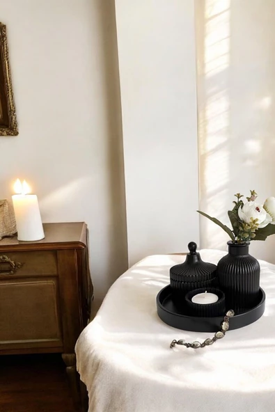 tambana Siyah Sunumluk Takı Tabağı Dekoratif Tepsi Obje Seti 4 Parça Model 1032 ürün görseli