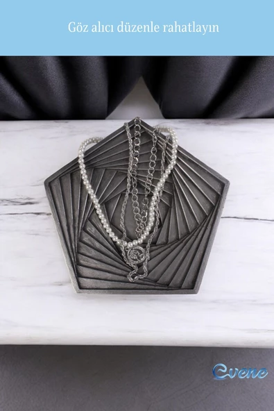 Evene Şekerlik Sunumluk Drajelik Dekoratif Tabak Gümüş Eskitme Renk Model 9 - Resim 4