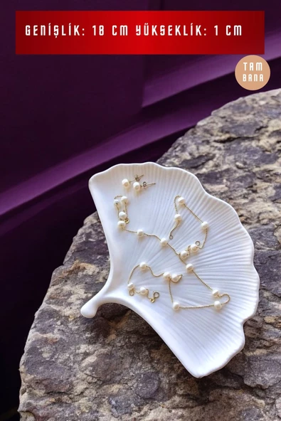 tambana Beyaz Sunumluk Takı Tabağı Dekoratif Tepsi Obje Ev Dekorasyon Model 19 - Resim 3