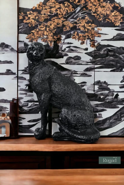 Rugad Biblo Dekoratif Heykel Leopar Biblosu Siyah Model 33 - Resim 2