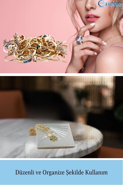 Evene Dekoratif Kase Gümüş Renk Takı Kutusu Yüzük Kolye Kutusu Mum Tabağı Takı Organizer Model 3 - Resim 4