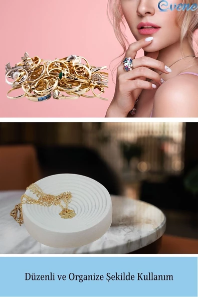 Evene Dekoratif Kase Beyaz Renk Takı Kutusu Yüzük Kolye Kutusu Mum Tabağı Takı Organizer Model 2 - 4