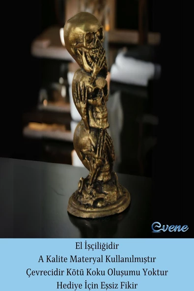 Evene Biblo Dekoratif Obje Heykel Üç Maymun Biblo Dekoratif Süs Eşyası Altın Eskitme Renk Model 29 - Resim 4