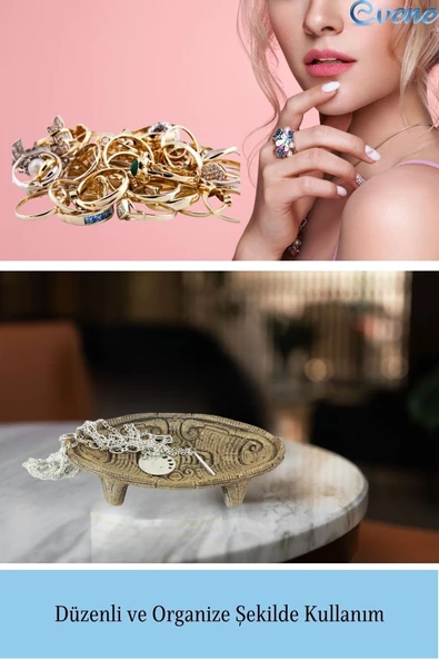 Evene Dekoratif Kase Altın Eskitme Renk Takı Kutusu Yüzük Kolye Kutusu Mum Tabağı Takı Organizer Model 7 - 4