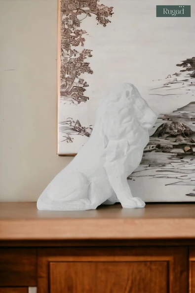 Rugad Biblo Dekoratif Heykel Aslan Biblosu Beyaz Model 36 - Resim 2