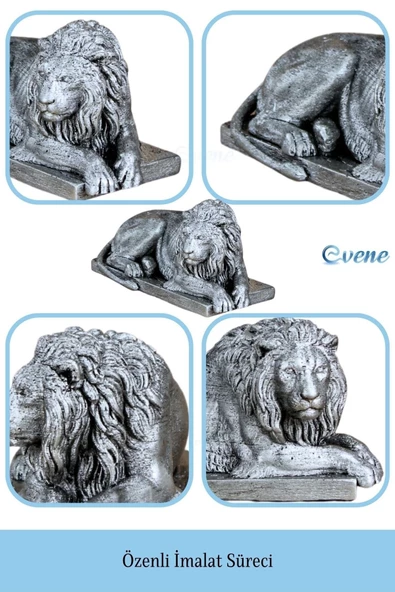 Evene Biblo Dekoratif Obje Heykel Biblo Aslan Biblo Dekoratif Süs Eşyası Gümüş Eskitme Renk Model 3 - Resim 5
