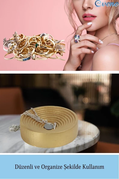 Evene Dekoratif Kase Altın Renk Takı Kutusu Yüzük Kolye Kutusu Mum Tabağı Takı Organizer Model 2 - Resim 4