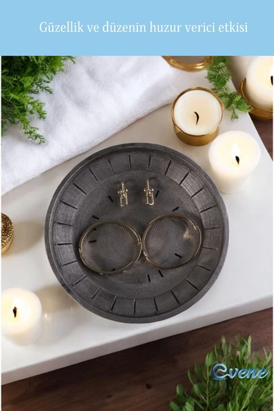 Evene Takı Organizer Makyaj Düzenleyici Kozmetik Organizer Dekoratif Tabak Gümüş Eskitme Renk Model 5 - Resim 5