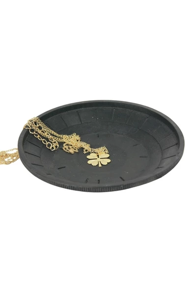 Evene Dekoratif Kase Siyah Renk Takı Kutusu Yüzük Kolye Kutusu Mum Tabağı Takı Organizer Model 5