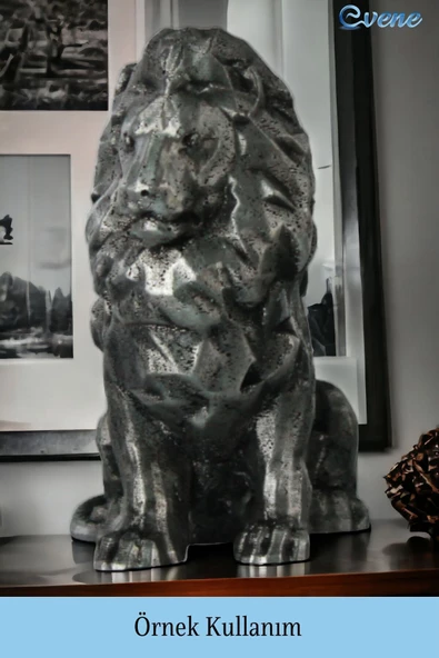 Evene Biblo Dekoratif Obje Heykel Aslan Biblo Dekoratif Süs Eşyası Gümüş Eskitme Renk Model 36 - Resim 2