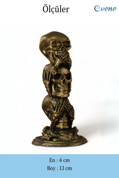 Evene Biblo Dekoratif Obje Heykel Üç Maymun Biblo Dekoratif Süs Eşyası Altın Eskitme Renk Model 29 - Resim 3