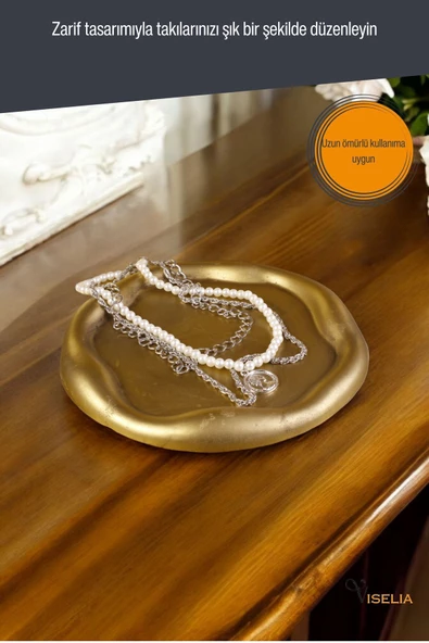 Viselia Takı Tabağı Takı Organizeri Takı Makyaj Kozmetik Düzenleyici Altın Eskitme Renk Model 17 - Resim 6