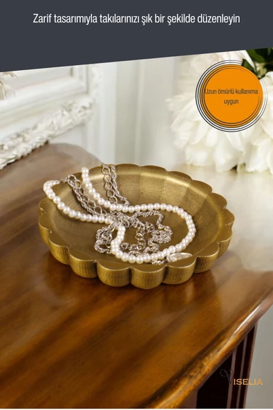 Viselia Takı Tabağı Takı Organizeri Takı Makyaj Kozmetik Düzenleyici Altın Eskitme Renk Model 8 - Resim 6