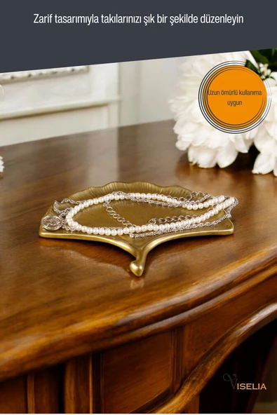 Viselia Takı Tabağı Takı Organizeri Takı Makyaj Kozmetik Düzenleyici Altın Eskitme Renk Model 19 - Resim 6