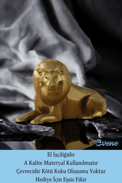 Evene Biblo Dekoratif Obje Heykel Aslan Biblo Dekoratif Süs Eşyası Altın Renk Model 37 - Resim 4