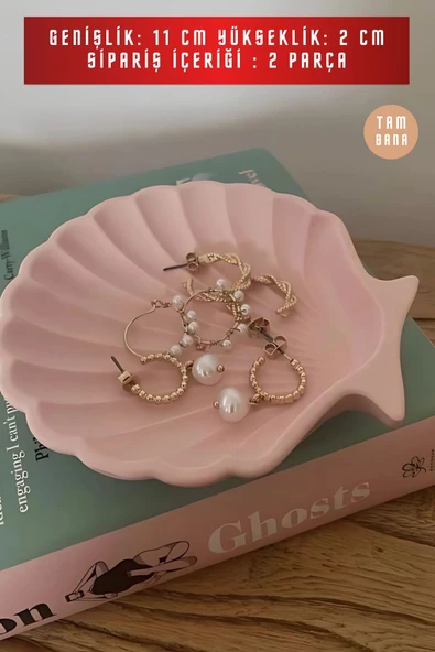 tambana Sunumluk Takı Tabağı Dekoratif Tepsi Obje Seti 2 Parça Model 25 - Resim 3