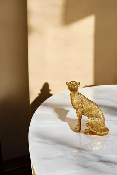 Evene Biblo Dekoratif Obje Heykel Leopar Biblo Dekoratif Süs Eşyası Altın Renk Model 33 ürün görseli 1