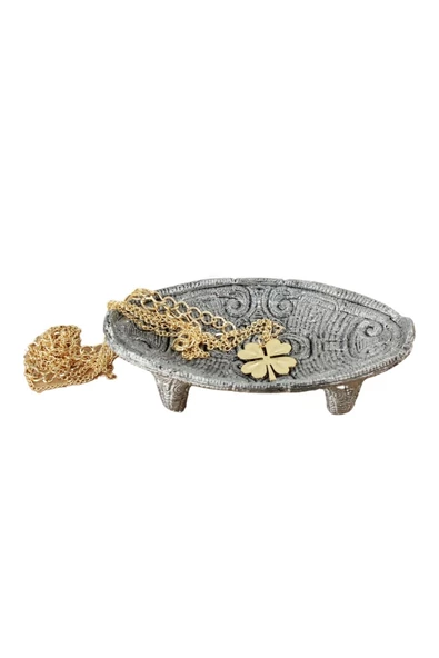 Evene Dekoratif Kase Gümüş Eskitme Renk Takı Kutusu Yüzük Kolye Kutusu Mum Tabağı Takı Organizer Model 7