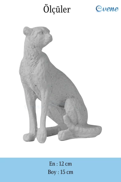 Evene Biblo Dekoratif Obje Heykel Leopar Biblo Dekoratif Süs Eşyası Beyaz Model 33 - Resim 3