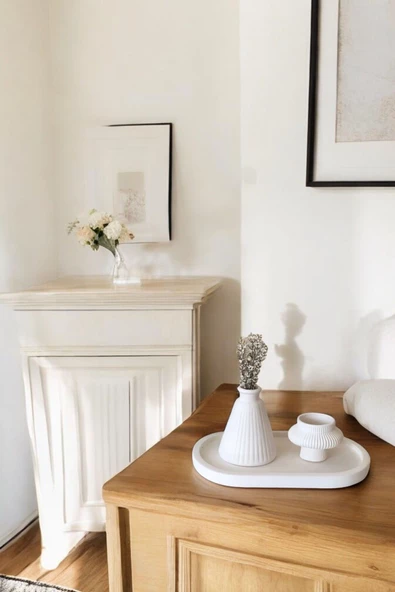 tambana Beyaz Sunumluk Takı Tabağı Dekoratif Tepsi Obje Seti 3 Parça Model 1045 ürün görseli 1