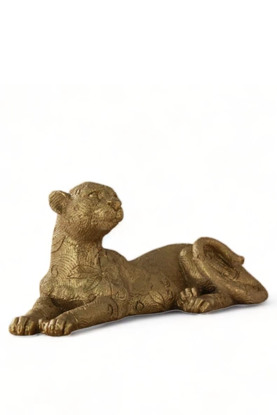 Evene Biblo Dekoratif Obje Heykel Leopar Biblo Dekoratif Süs Eşyası Altın Renk Model 38 ürün görseli 1