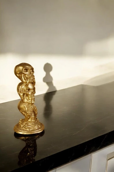 Evene Biblo Dekoratif Obje Heykel Üç Maymun Biblo Dekoratif Süs Eşyası Altın Renk Model 29 ürün görseli 1