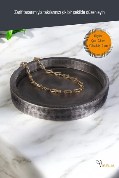 Viselia Takı Tabağı Takı Organizeri Takı Makyaj Kozmetik Düzenleyici Gümüş Eskitme Renk Model 20 - Resim 2