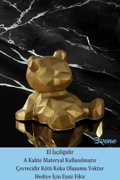 Evene Biblo Dekoratif Obje Heykel Ayı Biblo Dekoratif Süs Eşyası Altın Renk Model 39 - Resim 4