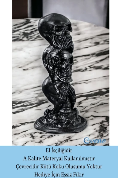 Evene Biblo Dekoratif Obje Heykel Üç Maymun Biblo Dekoratif Süs Eşyası Siyah Model 29 - Resim 4