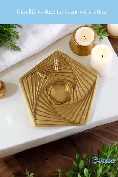 Evene Şekerlik Sunumluk Drajelik Dekoratif Tabak Altın Renk Model 9 - Resim 5