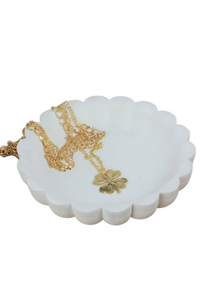 Evene Dekoratif Kase Beyaz Renk Takı Kutusu Yüzük Kolye Kutusu Mum Tabağı Takı Organizer Çiçek Model