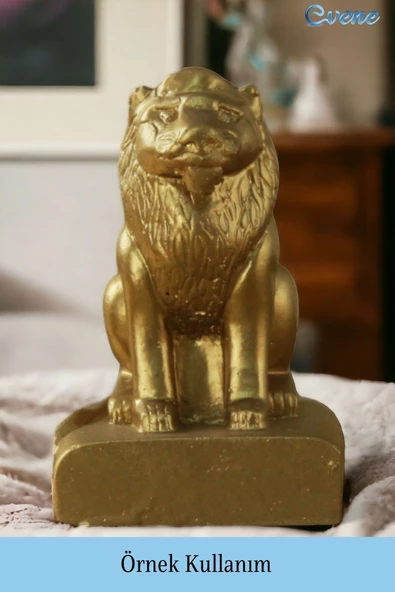 Evene Biblo Dekoratif Obje Heykel Aslan Biblo Dekoratif Süs Eşyası Altın Renk Model 35 - Resim 2