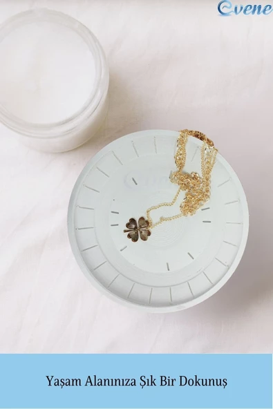 Evene Dekoratif Kase Beyaz Renk Takı Kutusu Yüzük Kolye Kutusu Mum Tabağı Takı Organizer Model 5 - 3