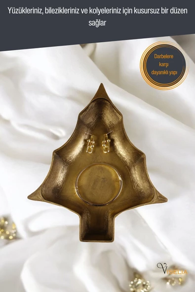 Viselia Takı Tabağı Takı Organizeri Takı Makyaj Kozmetik Düzenleyici Altın Eskitme Renk Model 12 - Resim 5