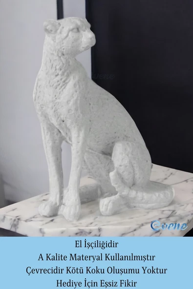 Evene Biblo Dekoratif Obje Heykel Leopar Biblo Dekoratif Süs Eşyası Beyaz Model 33 - Resim 4