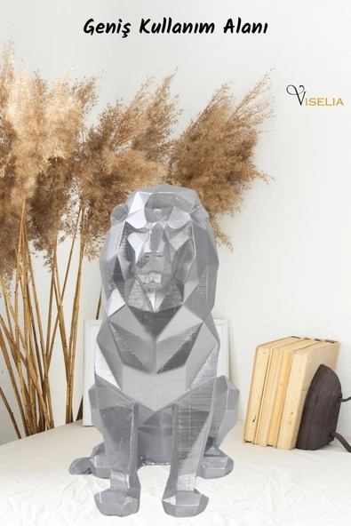 Viselia Dekoratif Aslan Biblo Heykel El Yapımı Hediyelik Süs Eşyası Poly Model Tasarım Ürünü - Resim 6