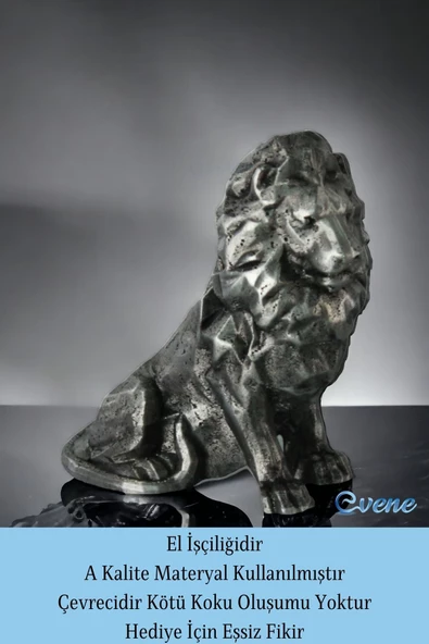 Evene Biblo Dekoratif Obje Heykel Aslan Biblo Dekoratif Süs Eşyası Gümüş Eskitme Renk Model 36 - Resim 4