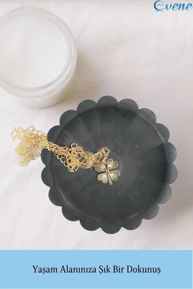 Evene Dekoratif Kase Siyah Renk Takı Kutusu Yüzük Kolye Kutusu Mum Tabağı Takı Organizer Çiçek Model - 3