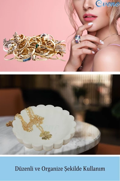 Evene Dekoratif Kase Beyaz Renk Takı Kutusu Yüzük Kolye Kutusu Mum Tabağı Takı Organizer Çiçek Model - 4