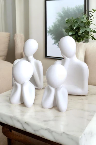 tambana 4’lü Beyaz Heykel Biblo Seti Dekoratif Süs Eşyası Dekoratif Masa Süsü Model 2 ürün görseli 1