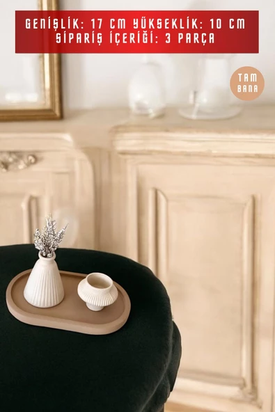 tambana Sunumluk Takı Tabağı Dekoratif Tepsi Obje Seti 3 Parça Model 1045 - Resim 3