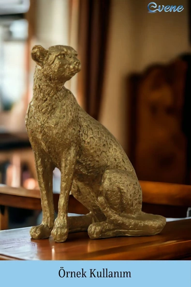 Evene Biblo Dekoratif Obje Heykel Leopar Biblo Dekoratif Süs Eşyası Altın Renk Model 33 - Resim 2