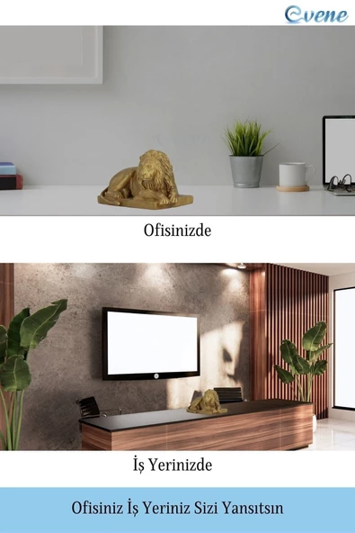 Evene Biblo Dekoratif Obje Heykel Biblo Aslan Biblo Dekoratif Süs Eşyası Altın Renk Model 3 - 8