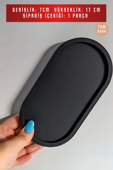 tambana Siyah Sunumluk Takı Tabağı Dekoratif Tepsi Obje Ev Dekorasyon Model 21 - Resim 3