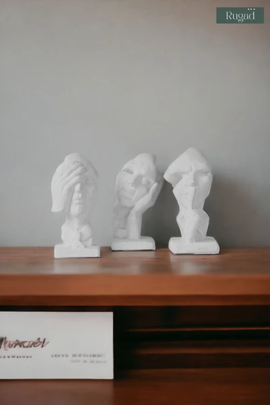 Rugad Biblo Dekoratif Heykel Görmedim Duymadım Bilmiyorum  Biblosu Beyaz Model 31 - Resim 2