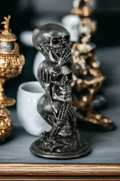 Rugad Biblo Dekoratif Heykel Kuru Kafa Biblosu Gümüş Eskitme Renk Model 29 ürün görseli