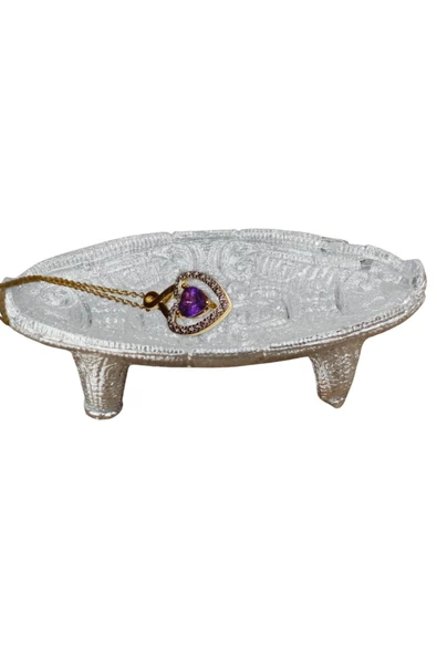 Evene Dekoratif Kase Gümüş Renk Takı Kutusu Yüzük Kolye Kutusu Mum Tabağı Takı Organizer Model 7