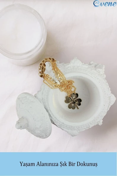 Evene Dekoratif Kase Beyaz Renk Takı Kutusu Yüzük Kolye Kutusu Mum Tabağı Takı Organizer Kapaklı Model - 3